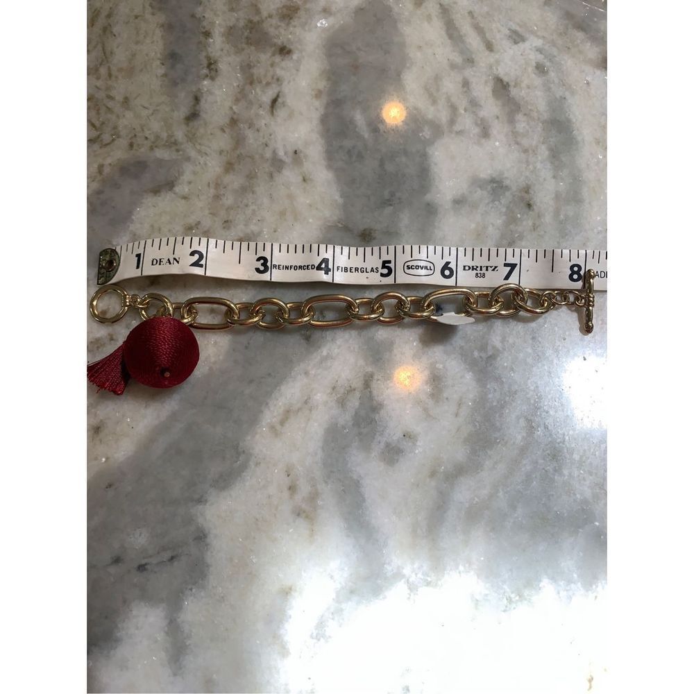 Gold Link 8” Bracelet with Dark Red Accent #FSU colors - Picture 3 of 4